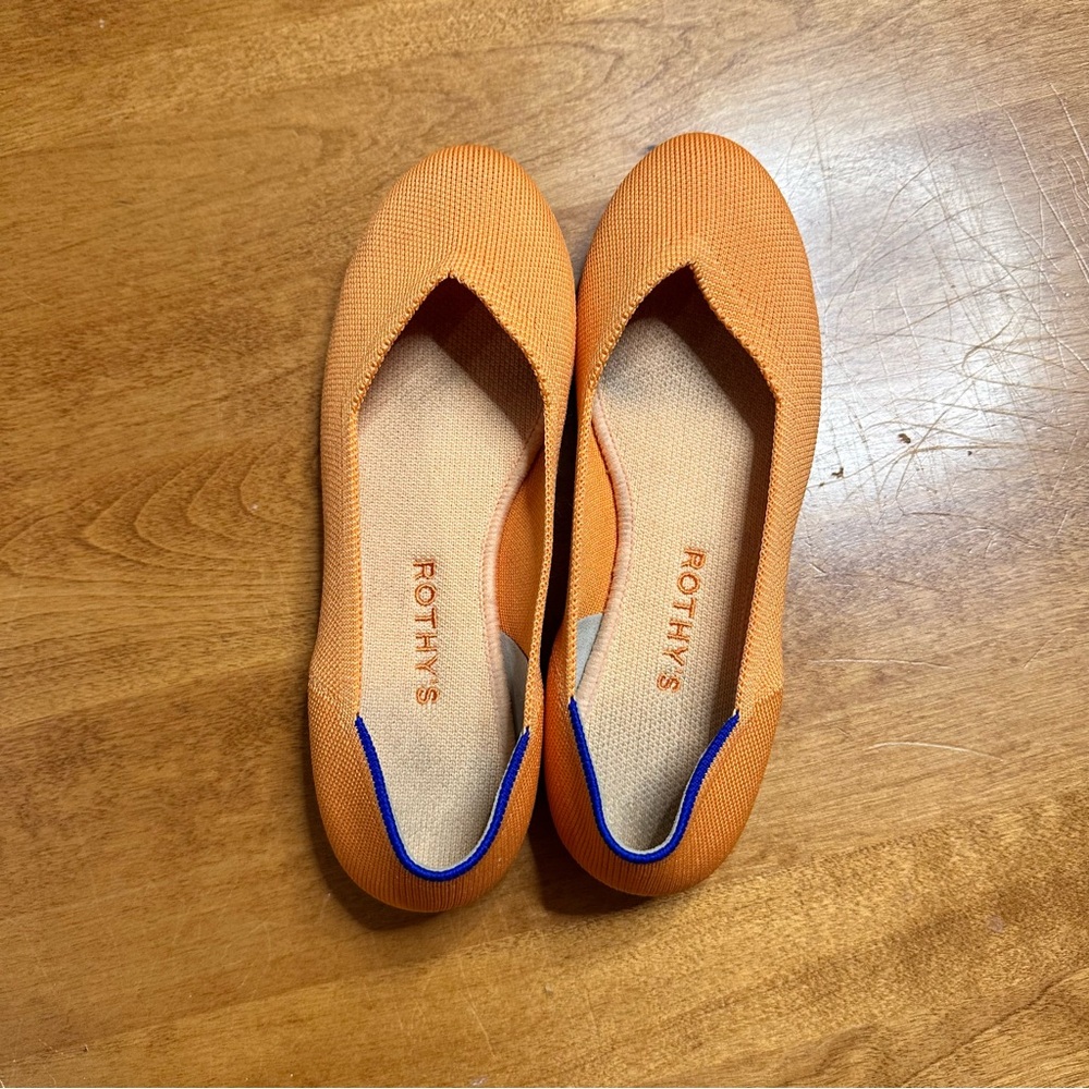 Rothy's Womens Slip On Tangerine Orange Round Toe Flat Shoes Size 6.5 Ballet - Picture 3 of 6